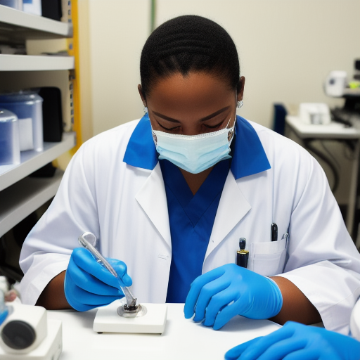 Biomedical equipment technician servicing medical equipment