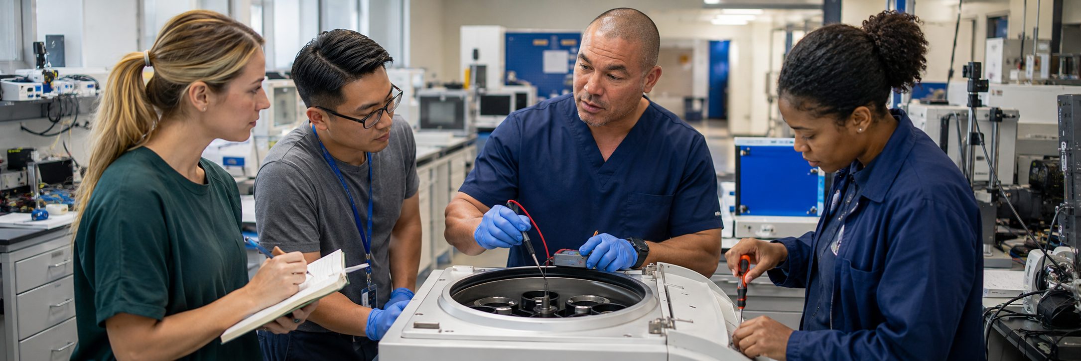 Clinical laboratory analyzer service and maintenance | BiomedRx HTM services Clinical laboratory analyzer service and preventive maintenance by biomedical technicians