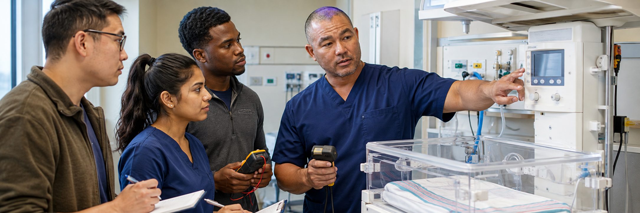 Biosafety cabinet certification and airflow testing | BiomedRx HTM services Laboratory biosafety cabinet certification and airflow testing by HTM specialists