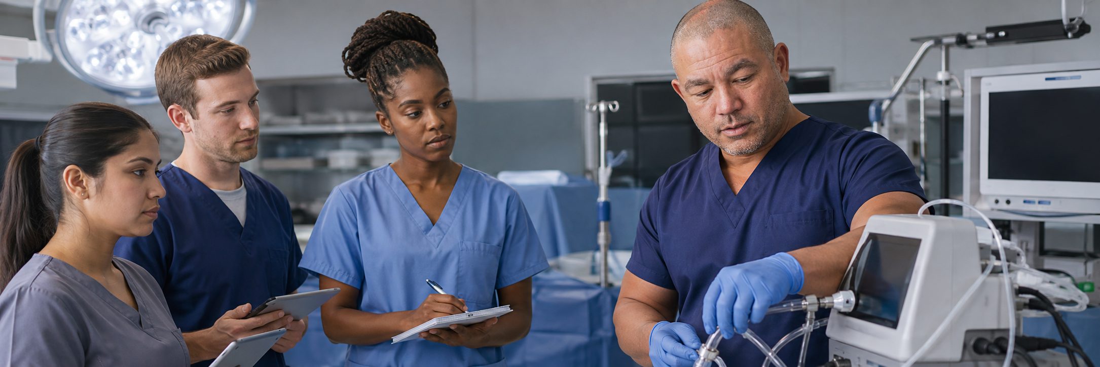 Ventilator and transport monitor service in a hospital equipment depot Ventilator and transport monitor service in a hospital equipment depot