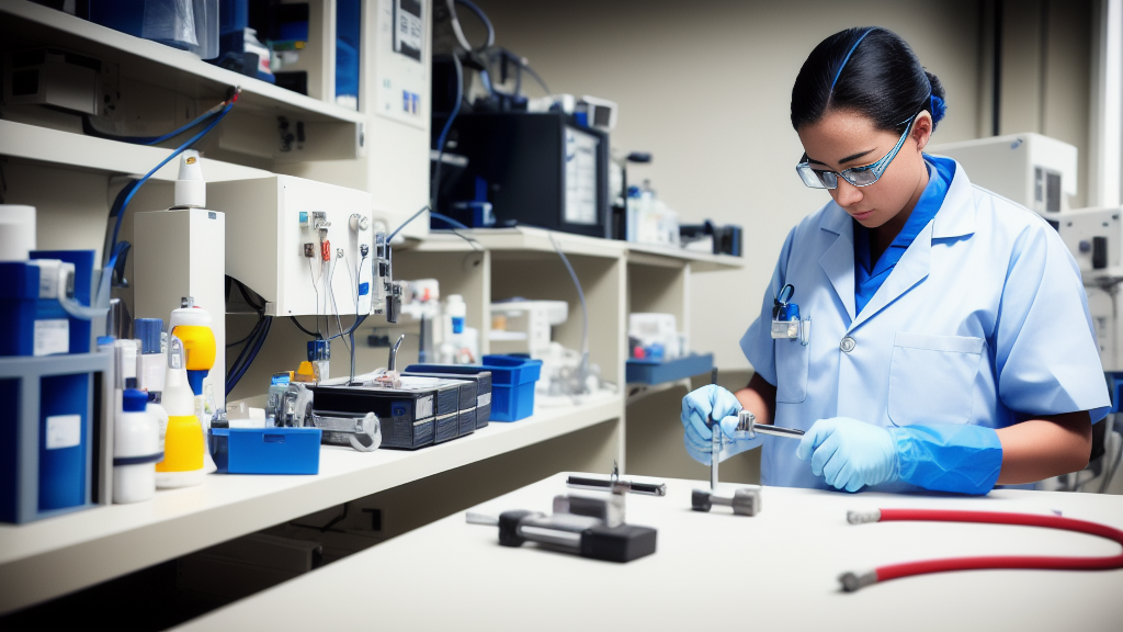 Biomedical technician performing medical equipment maintenance